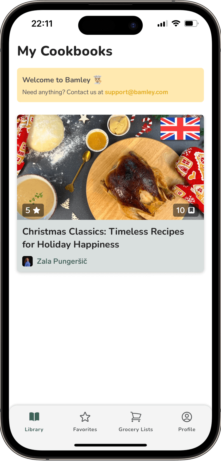 Cookbook Features in Bamley App - Large Image