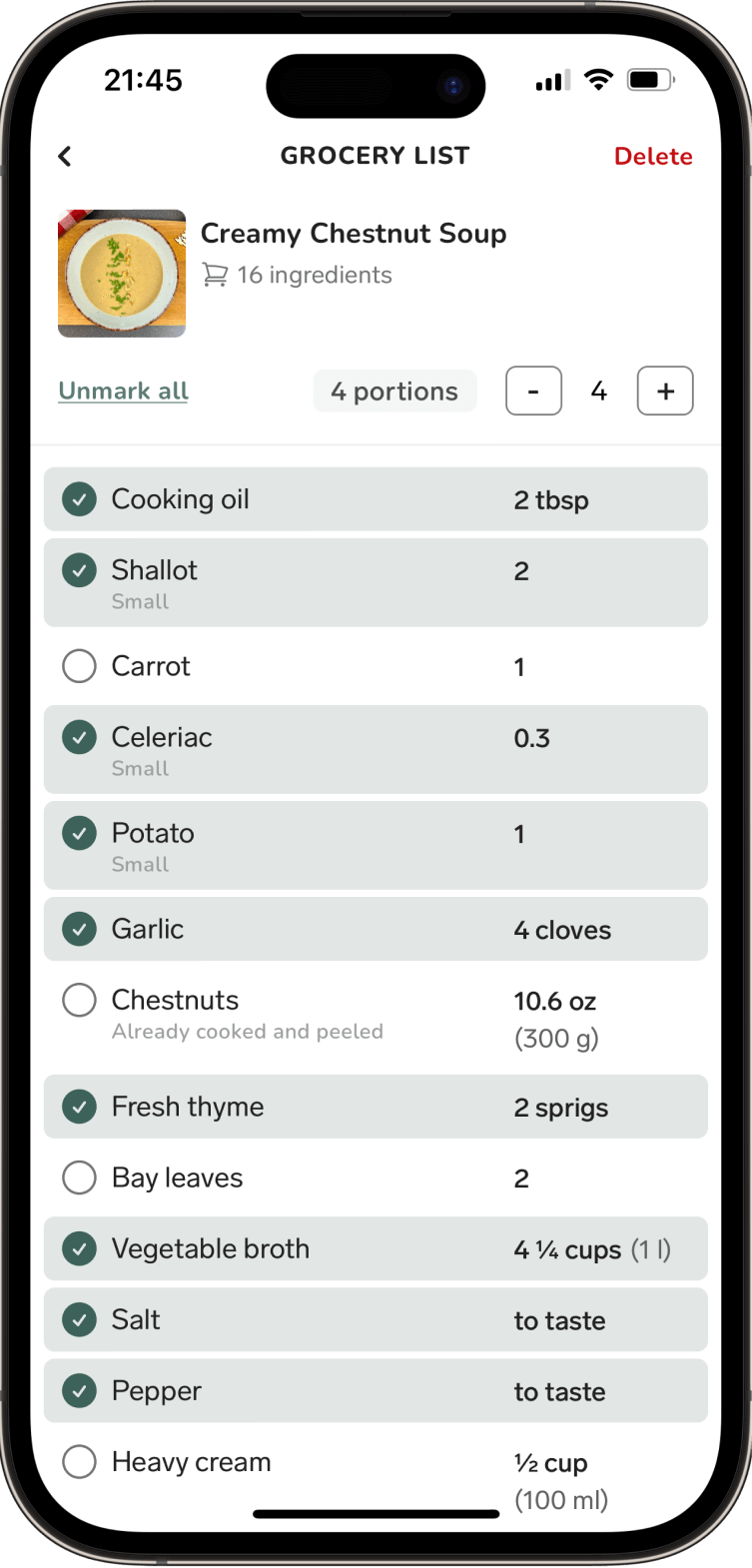 Cookbook Features in Bamley App - Large Image