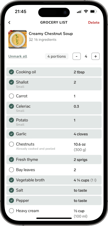 Cookbook Features in Bamley App - Small Image